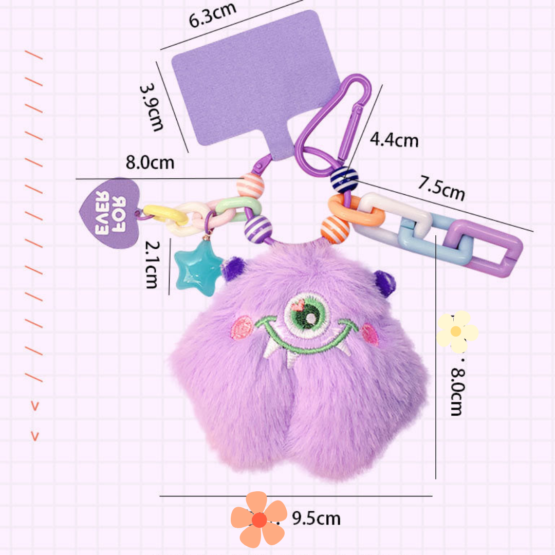 Rainbow Monster Charm - Phone accessory - Backpack accessory - Keyring accessory