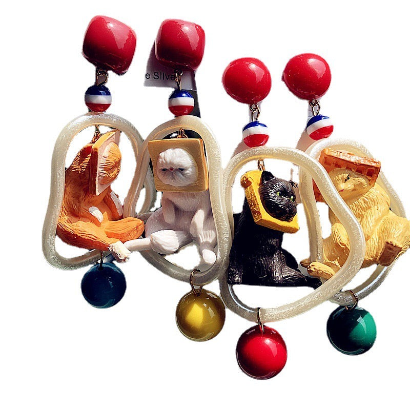 Playful Toast Cat Earrings