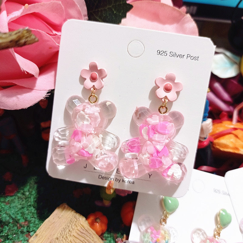Bear Drip Resin Colourful Slice Earrings