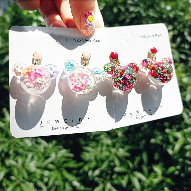 Mickey Head Earrings with Colorful Sparkling Accents