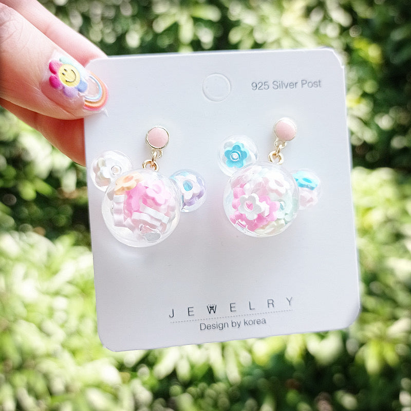 Mickey Head Earrings with Colorful Sparkling Accents