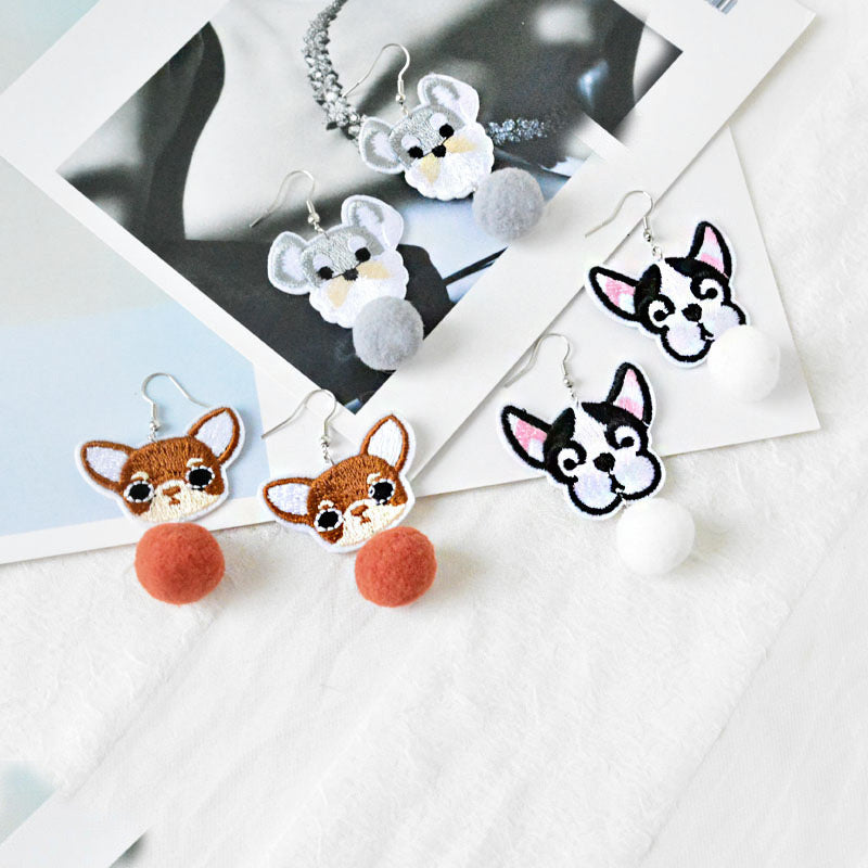 Dog Lover Embroidery Earring