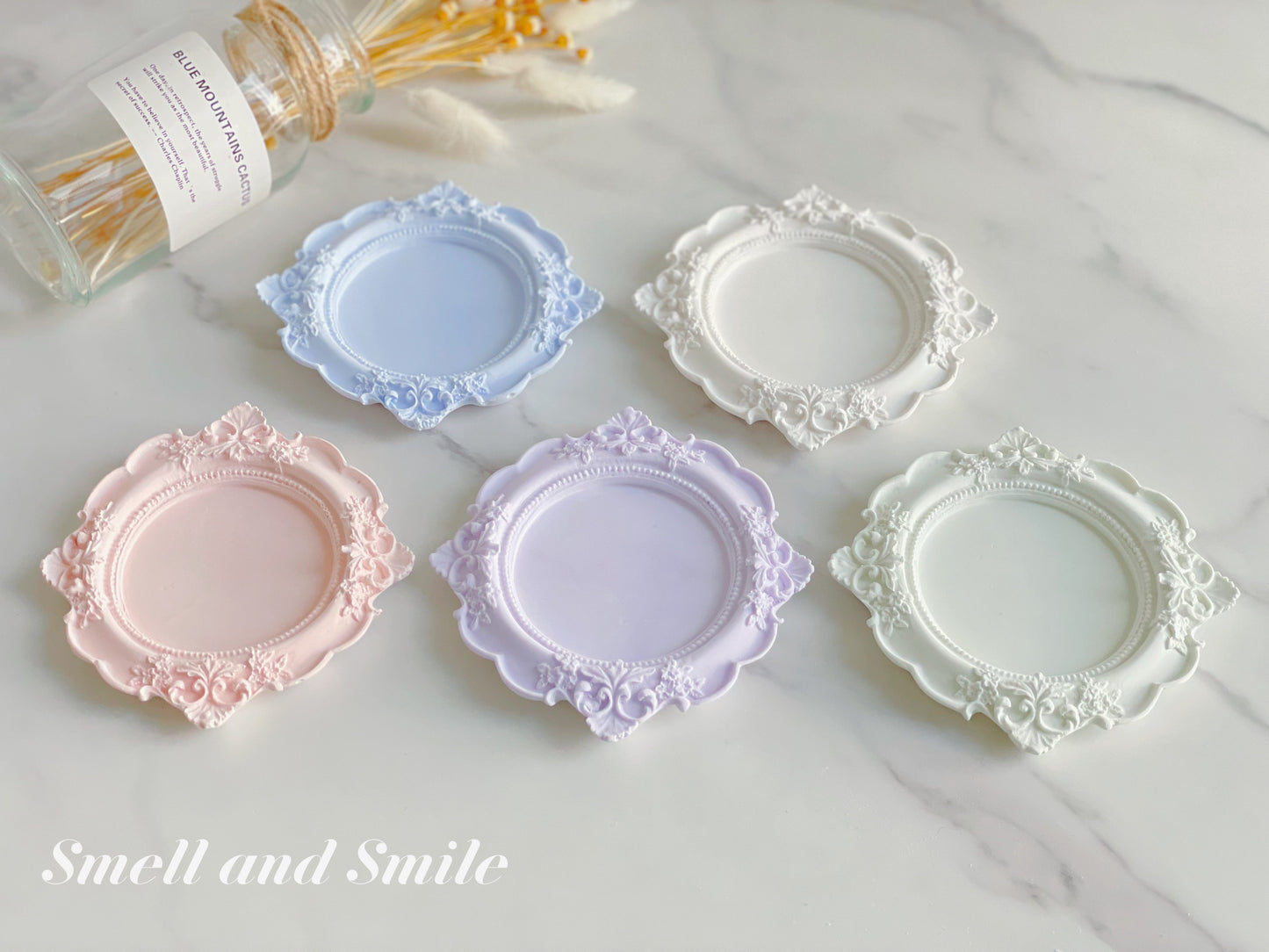 Vintage Flower Framed Candle Tray/Jewellery Display