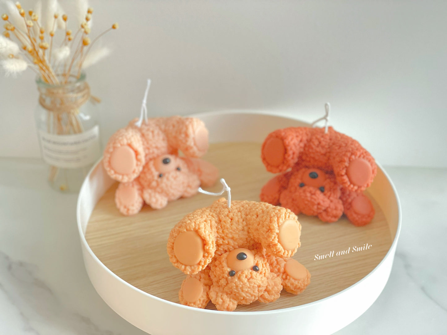 Fluffy Upside Down Teddy Bear Candle