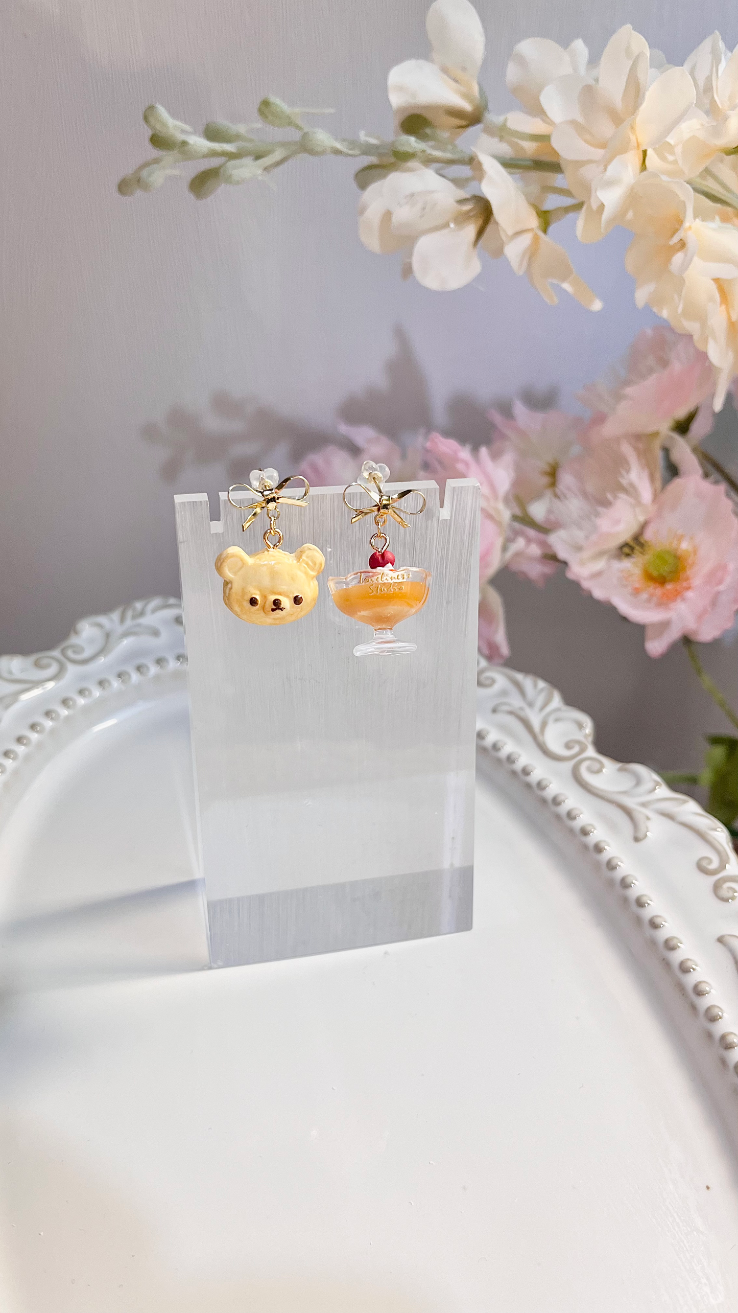 Teddy bear puff & Latte| Cozy Winter Cafe Collection
