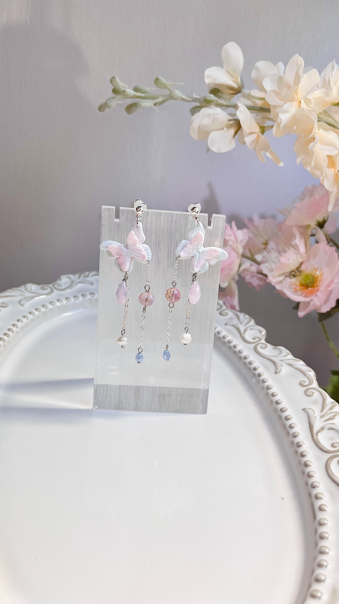 Purple Butterfly Crystals Dangles |Fairy's Diary