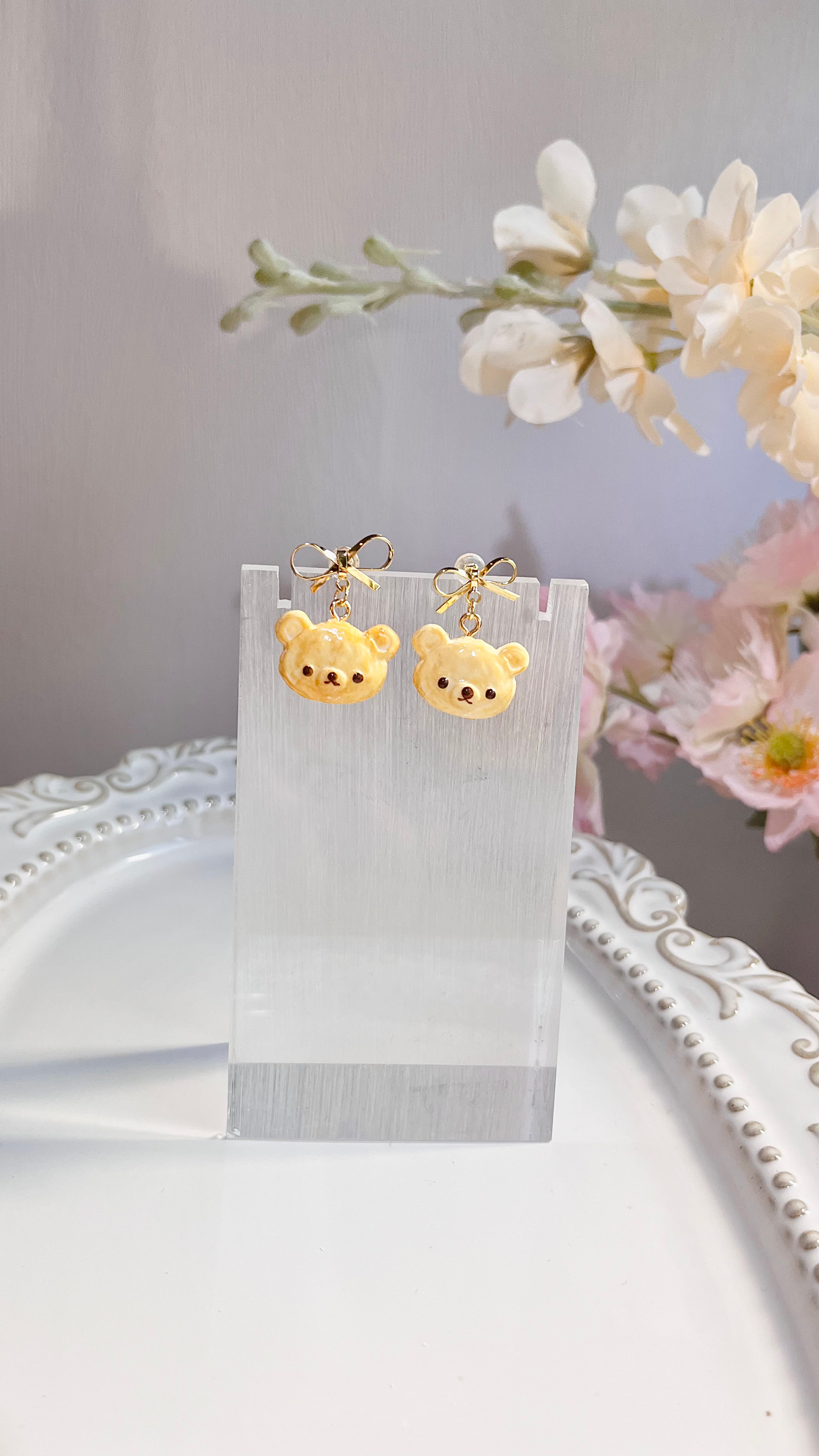 Teddy bear puff & Latte| Cozy Winter Cafe Collection