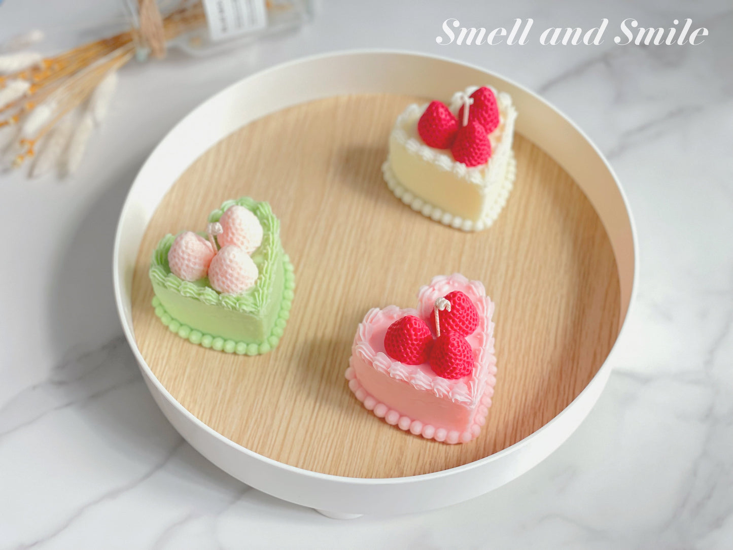 Heart Shaped Strawberry Cake Candle