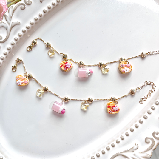 Peach Heart Waffle Bracelet