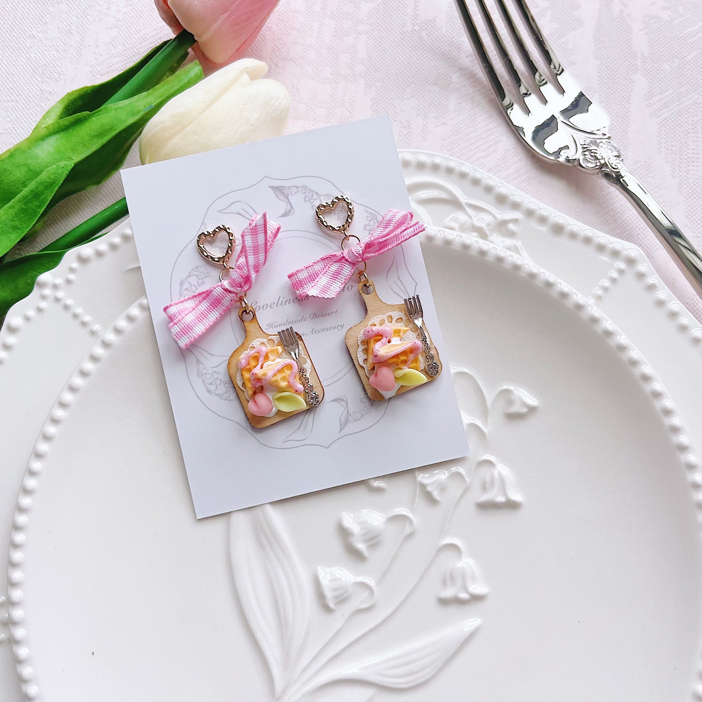 Peach waffle plates | Cozy Winter Cafe Collection