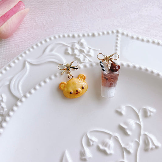 Teddy bear puff & Latte| Cozy Winter Cafe Collection