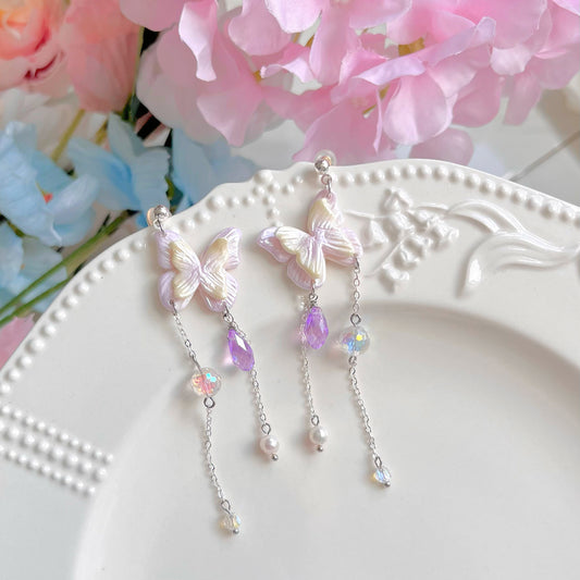 Purple Butterfly Crystals Dangles |Fairy's Diary